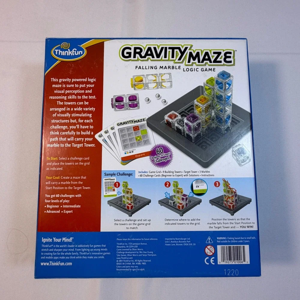 ThinkFun Gravity Maze Falling Marble Logic Game STEM Toy 60 Challenges